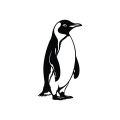 Naklejka premium Realistic Penguin Silhouette – Standing Antarctic Bird Vector in Black and White
