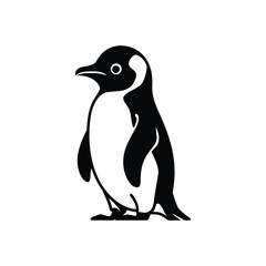 Penguin Silhouette Vector – Standing Antarctic Bird Illustration in Black and White