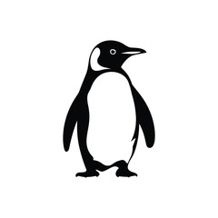 Naklejka premium Penguin Silhouette Illustration – Black and White Standing Antarctic Bird Vector