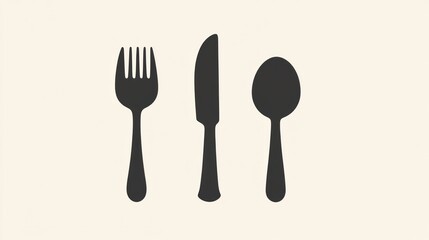 Simple cutlery set fork, knife, spoon.