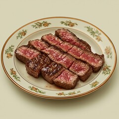 Grilled steak slices gourmet kitchen food photography elegant dining close-up view culinary delight