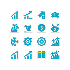 Business and Finance Icon Set – Growth, Strategy, Success and Teamwork Symbols