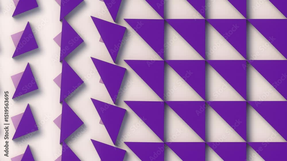 Leinwandbilder dynamic composition of many purple triangles on white background. 3d rendering