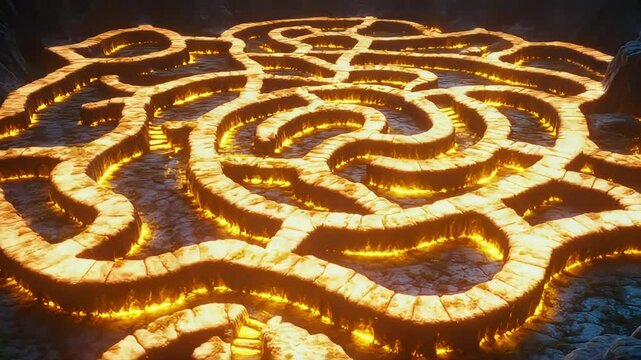 Abstract glowing maze pattern