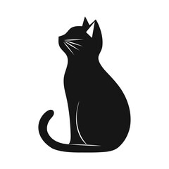 Black Cat Looking Up Silhouette Vector