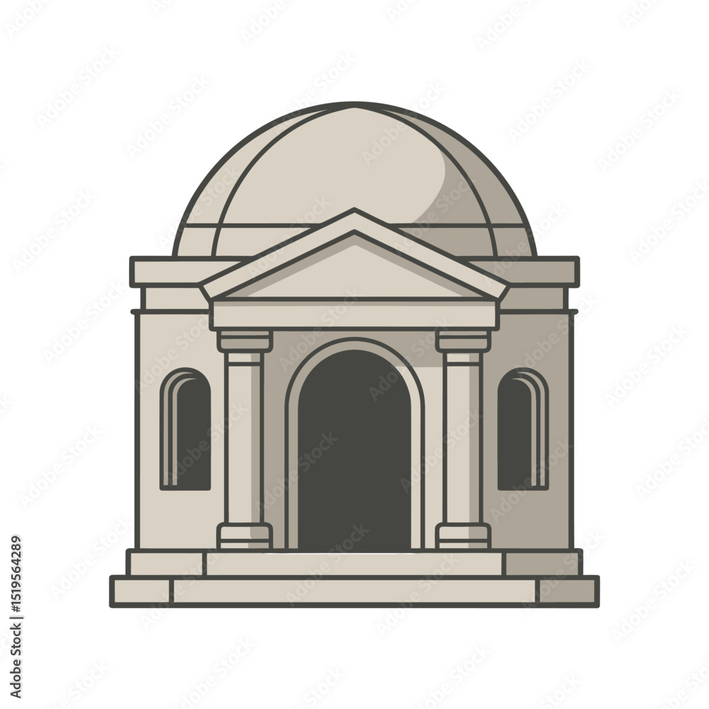Aufkleber vector illustration of a classical building architectural design with a dome entrance portico column