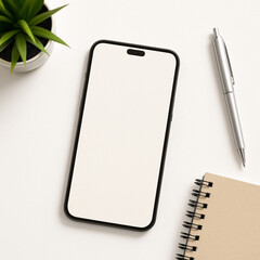 Smartphone mockup with office items

