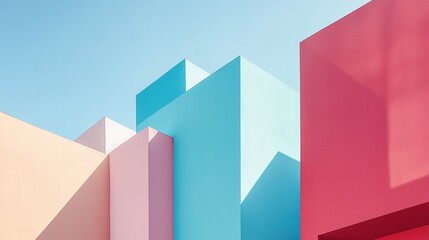 Pastel-toned building with clean lines, a minimalist urban view. Serene simplicity in soft daylight.