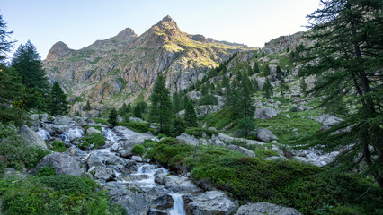 Paysage de montagne au printemps dans le parc national du Mercantour dans les Alpes-Maritimes