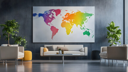 Minimal Office and Rainbow World Map 12