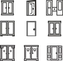 set of black and white doors and almira