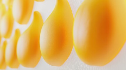 Row of blurry amber droplet shapes against a textured white wall, soft focus background