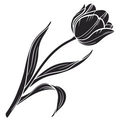 Elegant tulip vector art featuring detailed outlines and a monochromatic design
