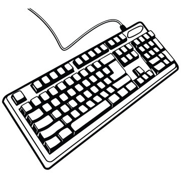 High Contrast Image of a Computer Keyboard with a Cable Connection