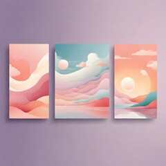 set of banners with clouds