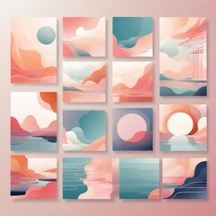 set of banners with clouds