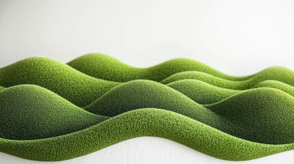Wavy, green hills against a white textured background