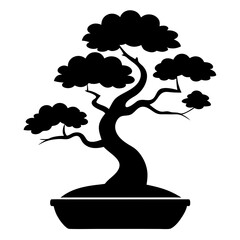 Elegant Bonsai Tree Vector Icon for Gardening Decor Zen Garden Indoor and Outdoor Plant