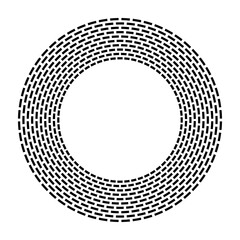 Abstract Radial Geometric Circle Concentric Dash Lines Pattern for Round Frame. 