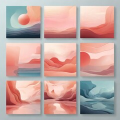set of banners with clouds