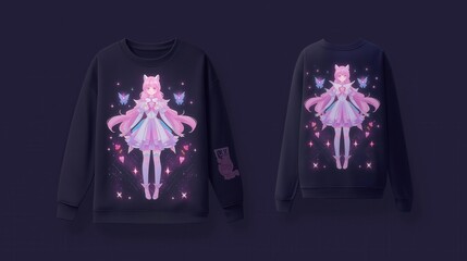 Stylish Anime-Inspired Sweatshirt with Colorful Fantasy Character Design