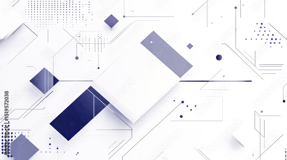Poster monochrome cube background with geometric shapes - tech abstract design