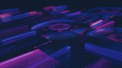 Vibrant Abstract Background with Vinyl Records in Motion Effect