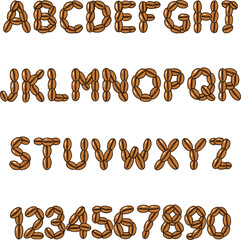 Coffee Beans typography font lettering ABC cartoon vector text