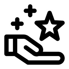 Star hand icon with line and simple style