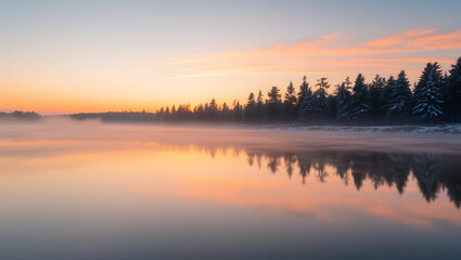 Obraz premium sunrise over the lake beautifil sight 3D image 