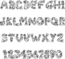 Fish Goldfish typography font lettering ABC cartoon vector text
