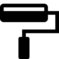 Paint Roller Icon Vector Black White Painting Tool Home Improvement Construction