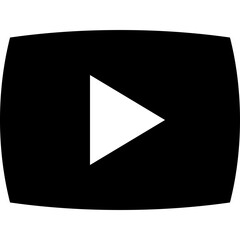 Video Play Button Icon Vector Black White Simple Media Player Interface