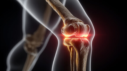 3D Illustration of Knee Joint Pain