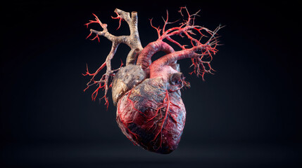 Diseased Human Heart with Damaged Arteries