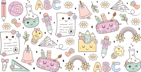 Groovy school 16oz libbey glass can wrap. Retro back to school cup wrap sublimation design. School Supplies, Teacher Appreciation, Tumbler Wrap, UV DTF design