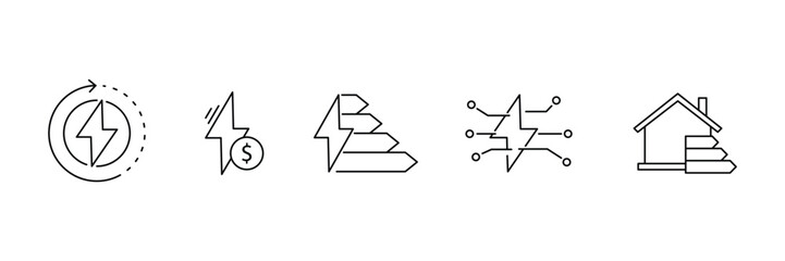 Set of energy saving icon collection. Green energy, Efficient symbol.