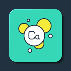 Filled outline Calcium chemical element icon isolated on isolated on blue background. Turquoise square button. Vector