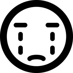 Black Disappointed Sad Face Crying Emoji Expression Vector Icon