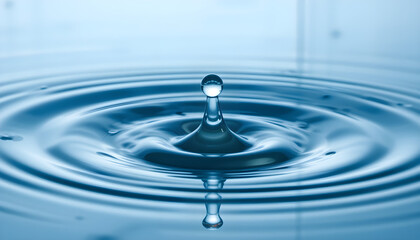 A captivating close-up of a water drop creating ripples, with a clean and reflective surface, showcasing the beauty of liquid motion and the elegance of water