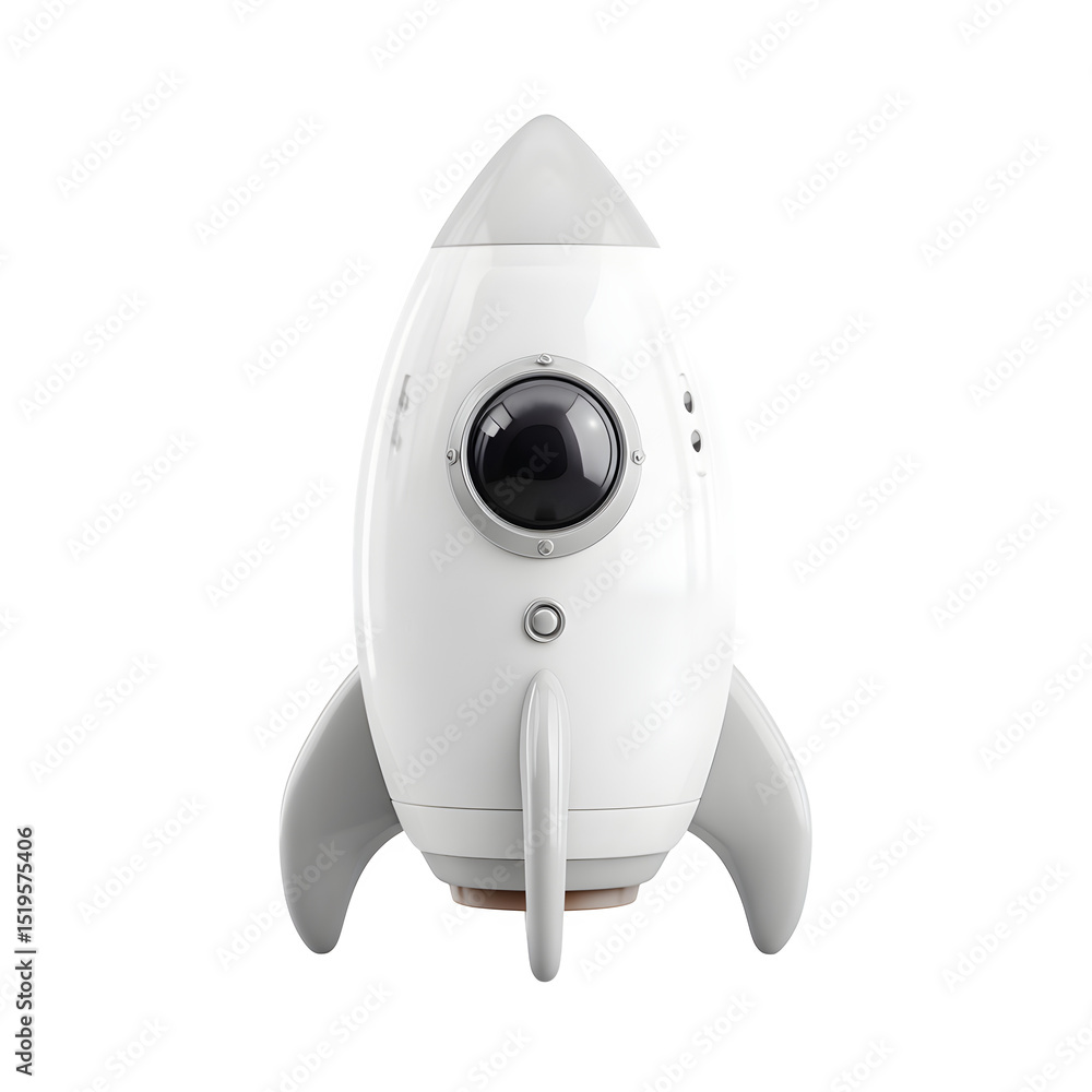 Aufkleber rocket spaceship in white 3d, high resolution digital graphic illustration for web and print use wit