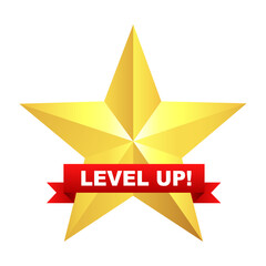 Vector icon of level up star. bonus, award, trophy. Vector illustration