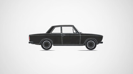 Naklejka premium Simple Car Icon in Black and White - Transportation Vector Graphic