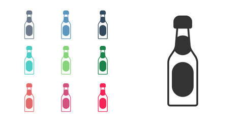 Black Champagne bottle icon isolated on white background. Set icons colorful. Vector