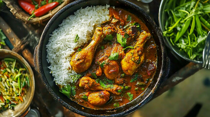 spicy chicken curry with basmati rice