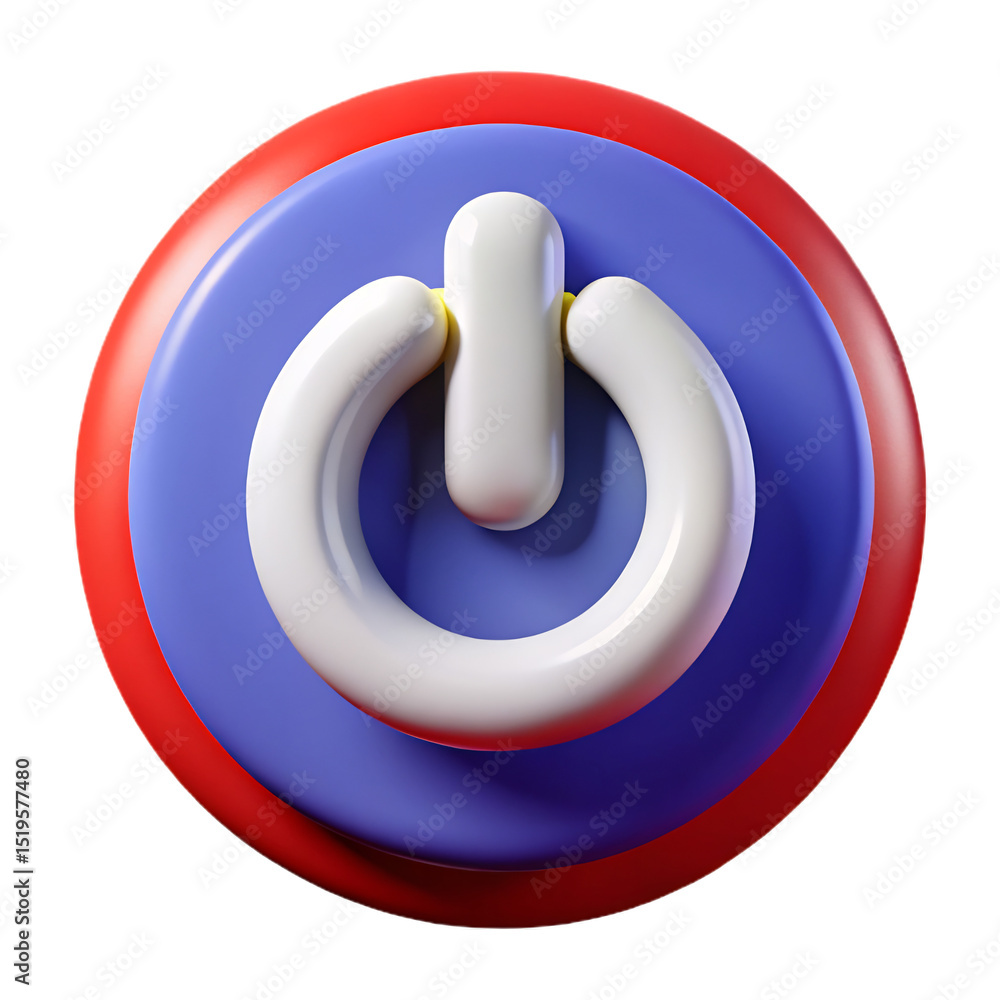 Aufkleber power button: a vibrant and stylized power button, meticulously designed with a modern aesthetic, si