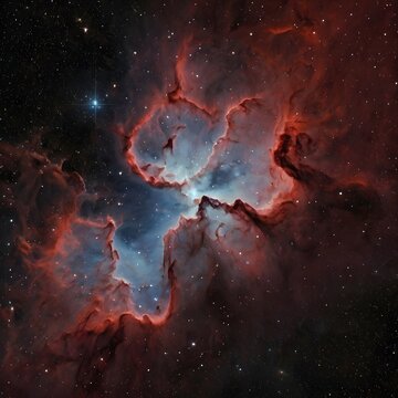 Spectacular Heart Nebula IC 1805: A Cosmic Symphony of Red and Blue in Deep Space