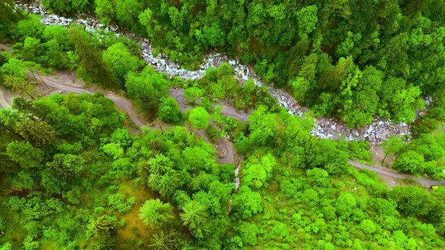 Curves & Currents &ndash; Aerial View of Parvati River and Forest Roads