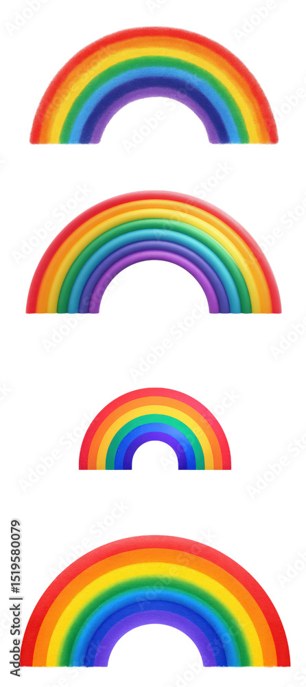 Aufkleber vibrant display of colorful rainbows in various sizes and shapes