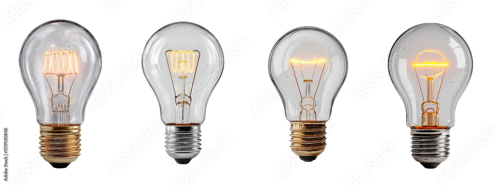 Poster various types of light bulbs displayed in a row for comparison